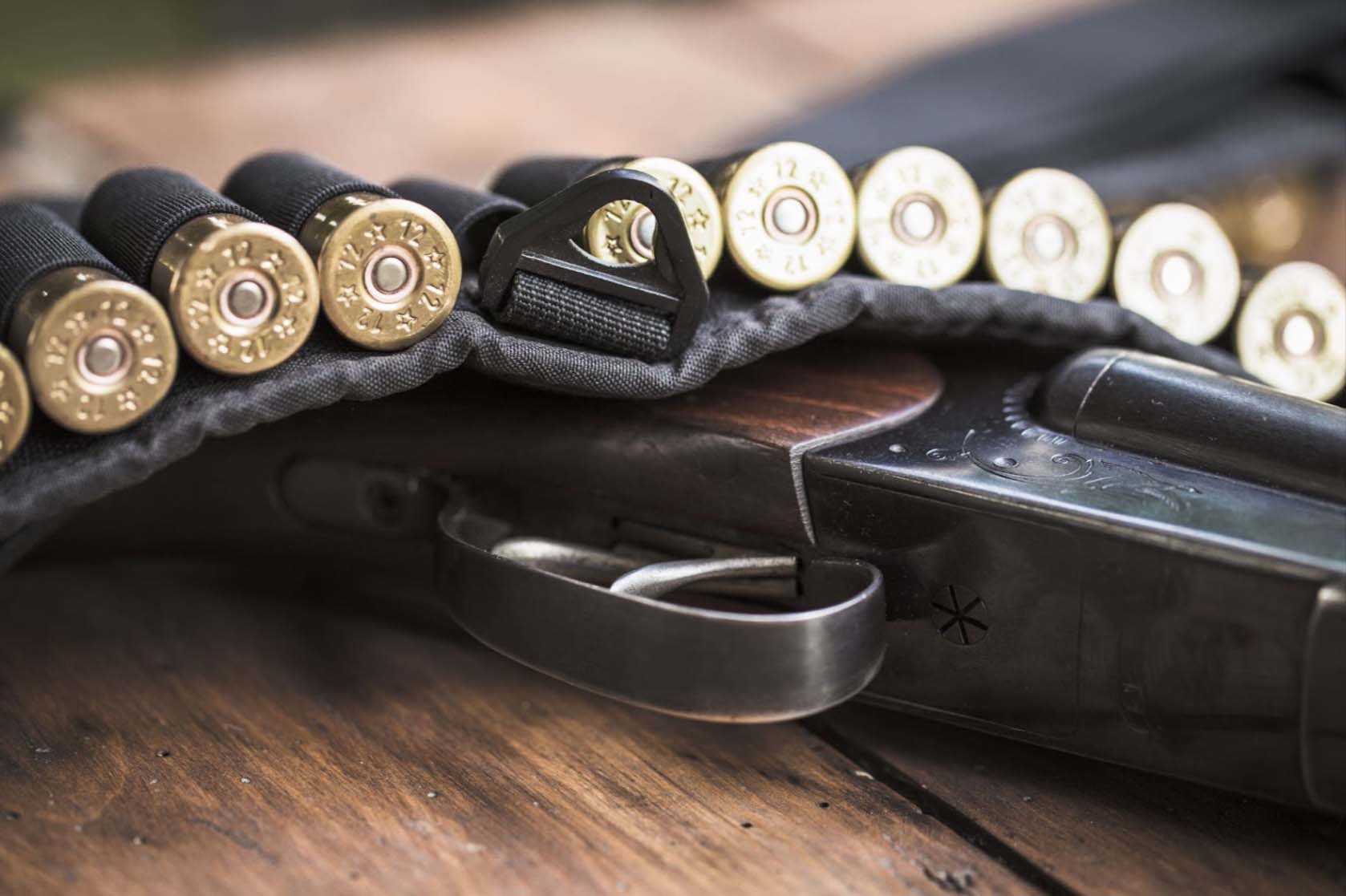 Close-up of gun ammo and a gun.
